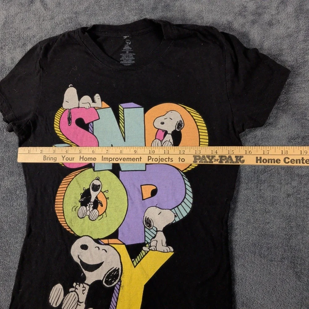 Peanuts Snoopy Black Cotton Blend T-shirt Kids Size Medium
